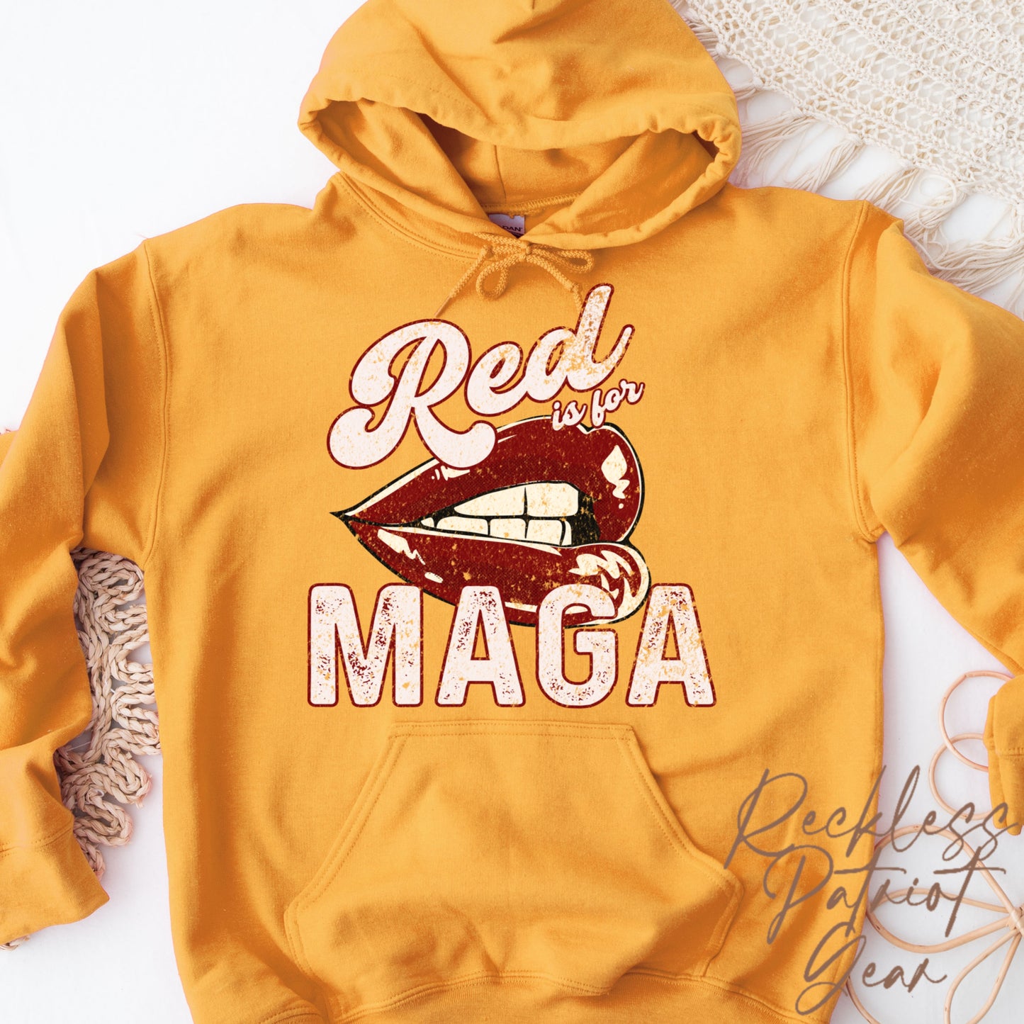 (RECKLESS PATRIOT GEAR) RED IS FOR MAGA