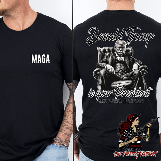 (THE PRETTY PATRIOT) BLACK ON BLACK TRUMP MAGA