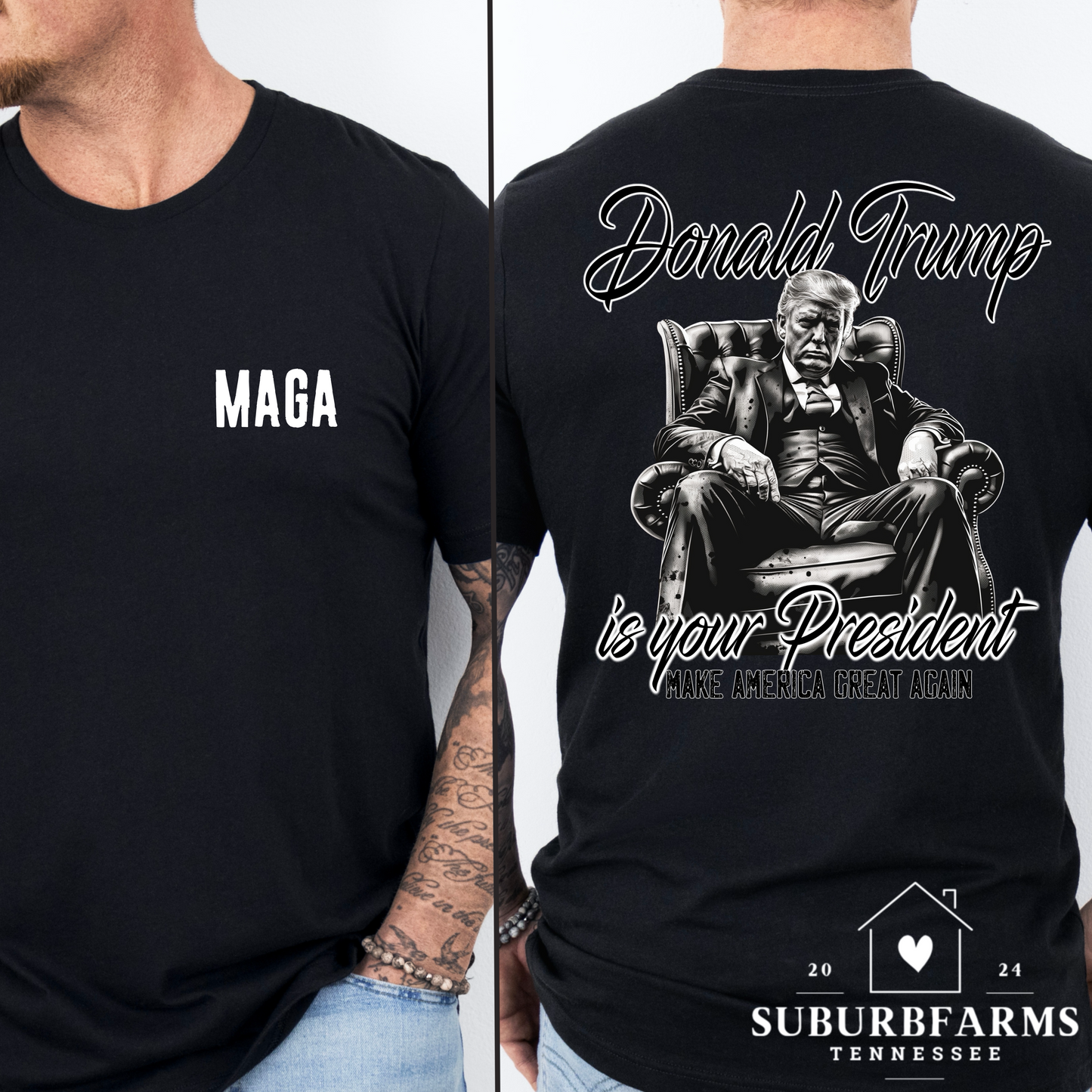 (SUBURBFARMS) BLACK ON BLACK TRUMP MAGA