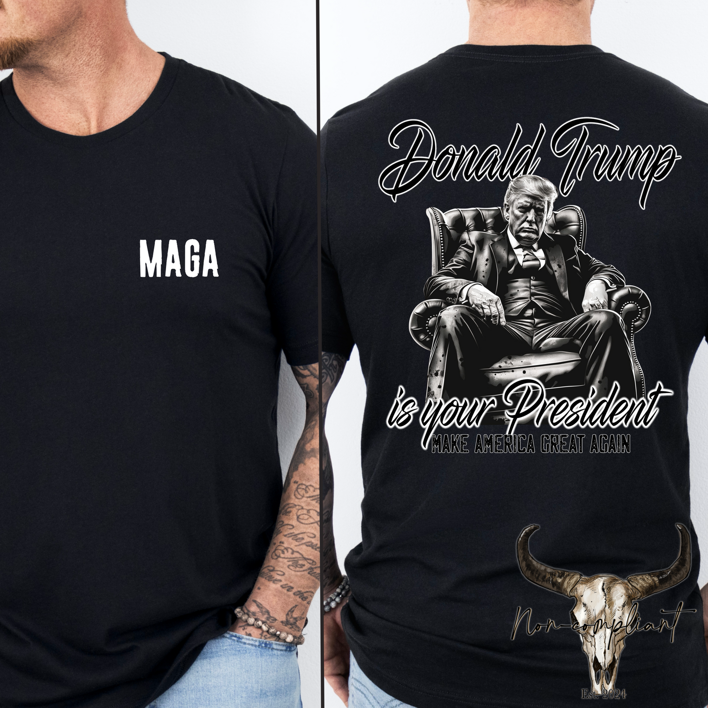 (NON-COMPLIANT) BLACK ON BLACK TRUMP MAGA