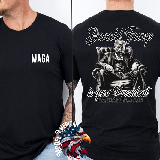 (MODEL AMERICAN) BLACK ON BLACK TRUMP MAGA