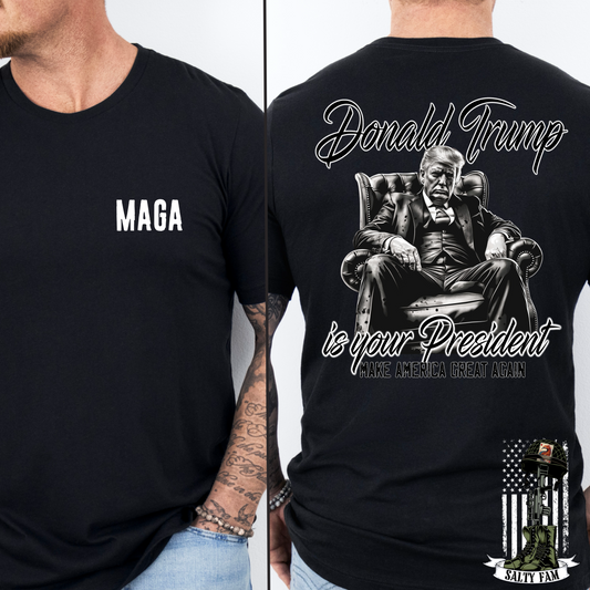 (SALTY FAM) BLACK ON BLACK TRUMP MAGA